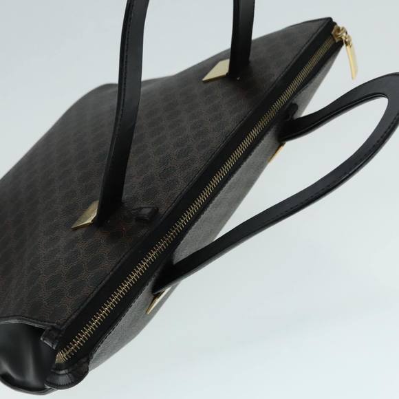 CELINE Macadam Canvas Hand Bag PVC Leather Black Gold Auth 91011 - Picture 7 of 16